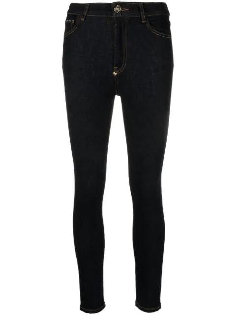 skull embroidered logo skinny jeans by PHILIPP PLEIN