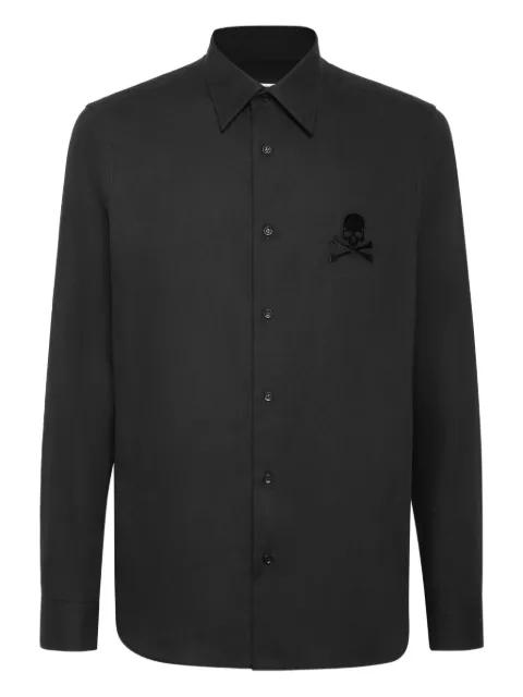skull-embroidered long-sleeve shirt by PHILIPP PLEIN