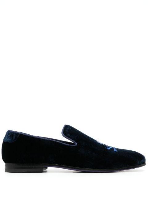skull-embroidered velvet loafers by PHILIPP PLEIN
