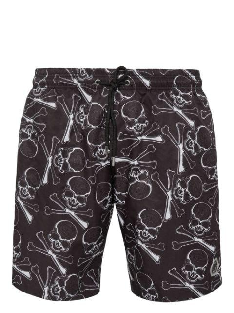 skull-print drawstring swim trunks by PHILIPP PLEIN