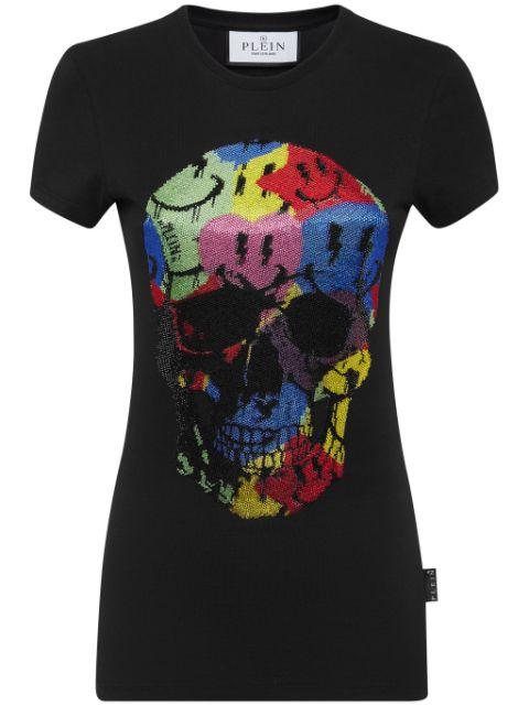 skull-print rhinestones-embellishment T-shirt by PHILIPP PLEIN