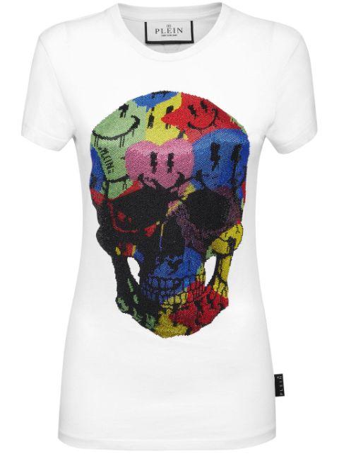 skull-print rhinestones-embellishment T-shirt by PHILIPP PLEIN