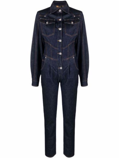 slim-cut denim jumpsuit by PHILIPP PLEIN