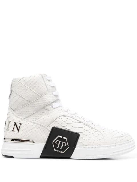 snakeskin-effect high-top sneakers by PHILIPP PLEIN