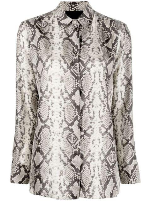 snakeskin-print button-down shirt by PHILIPP PLEIN