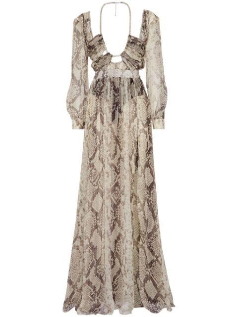 snakeskin-print silk maxi dress by PHILIPP PLEIN