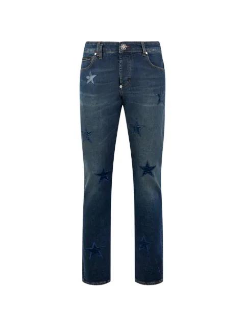 star-patch straight jeans by PHILIPP PLEIN