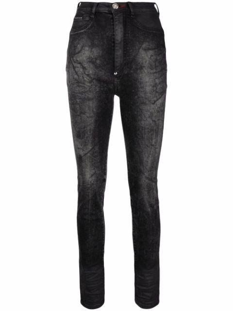 stonewashed super high-waisted jeggings by PHILIPP PLEIN