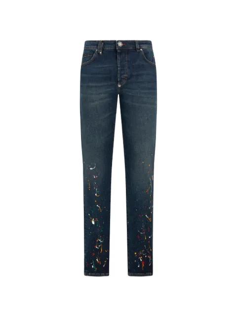 straight-leg paint-detail jeans by PHILIPP PLEIN