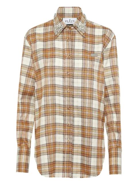 strass-embellished checked shirt by PHILIPP PLEIN