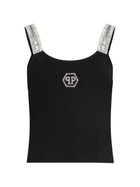 strass-embellishment tank top by PHILIPP PLEIN