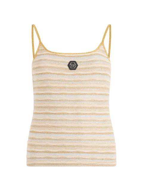 striped logo patch tank top by PHILIPP PLEIN