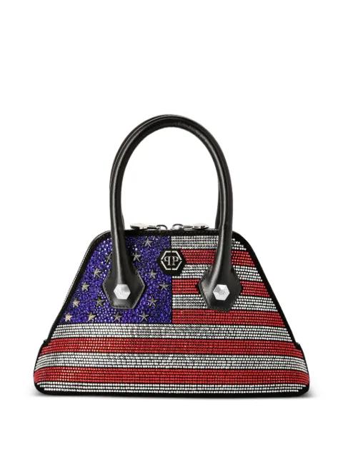 suede majestic strass US flag handle bag by PHILIPP PLEIN