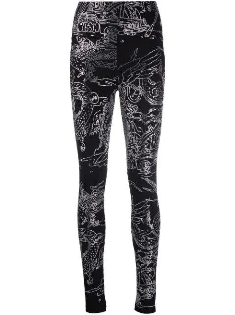 tattoo-print embellished leggings by PHILIPP PLEIN