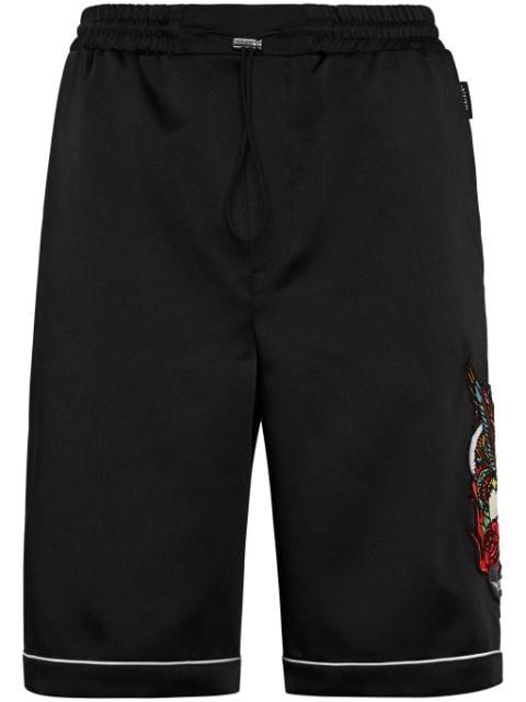 tattoo-print satin shorts by PHILIPP PLEIN