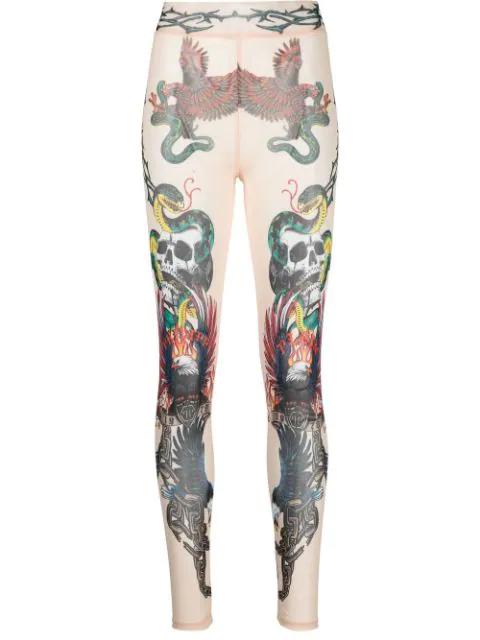 tattoo-print semi-sheer leggings by PHILIPP PLEIN