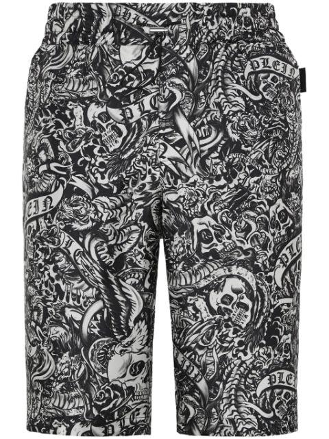 tattoo-print silk shorts by PHILIPP PLEIN