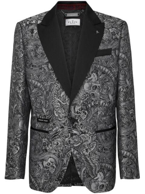 tattoo-print twill blazer by PHILIPP PLEIN