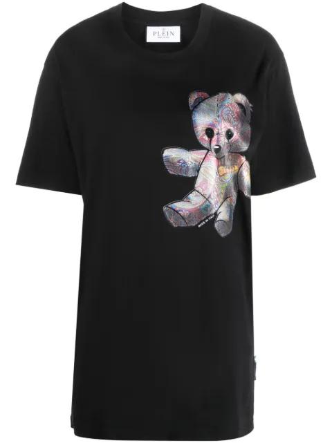 teddy bear-print cotton T-shirt by PHILIPP PLEIN