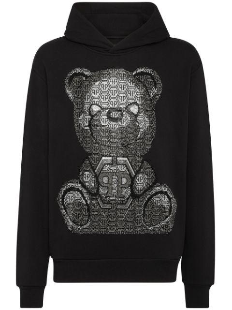 teddy bear-print cotton hoodie by PHILIPP PLEIN