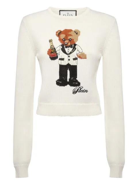 teddy-embroidered crew-neck sweater by PHILIPP PLEIN