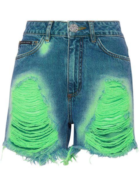 tie-dye frayed shorts by PHILIPP PLEIN