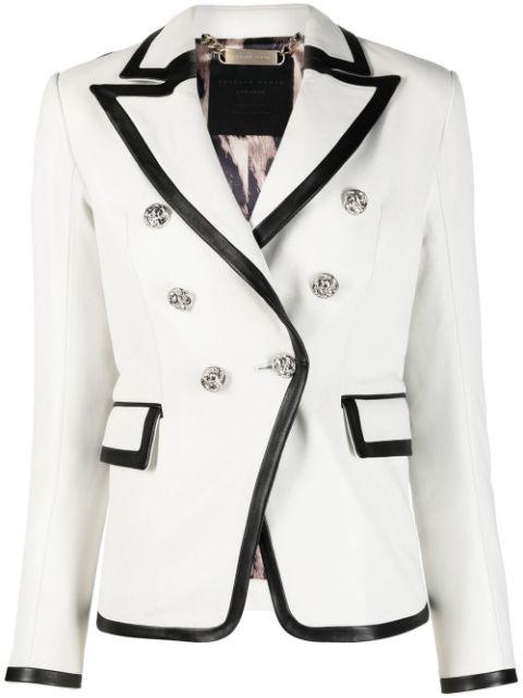 two-tone leather blazer by PHILIPP PLEIN