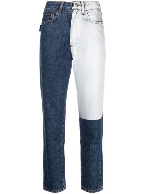 two tone patch jeans by PHILIPP PLEIN