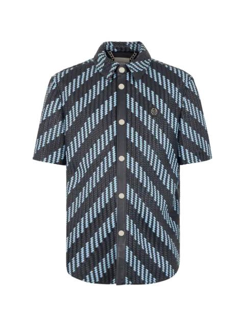 woven striped leather shirt by PHILIPP PLEIN