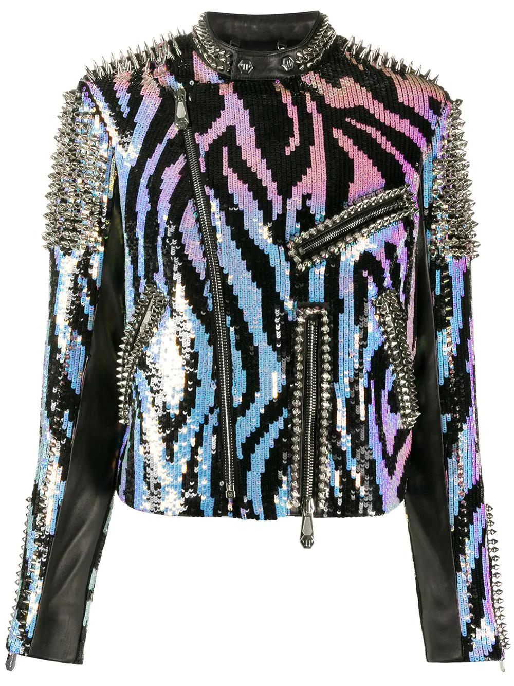 zebra leather biker jacket by PHILIPP PLEIN