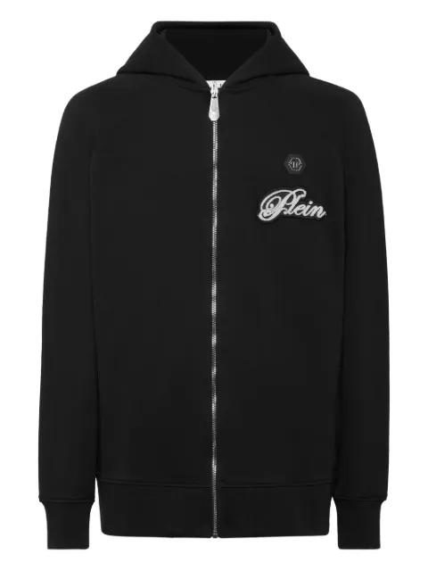 zip-up logo-patch hoodie by PHILIPP PLEIN