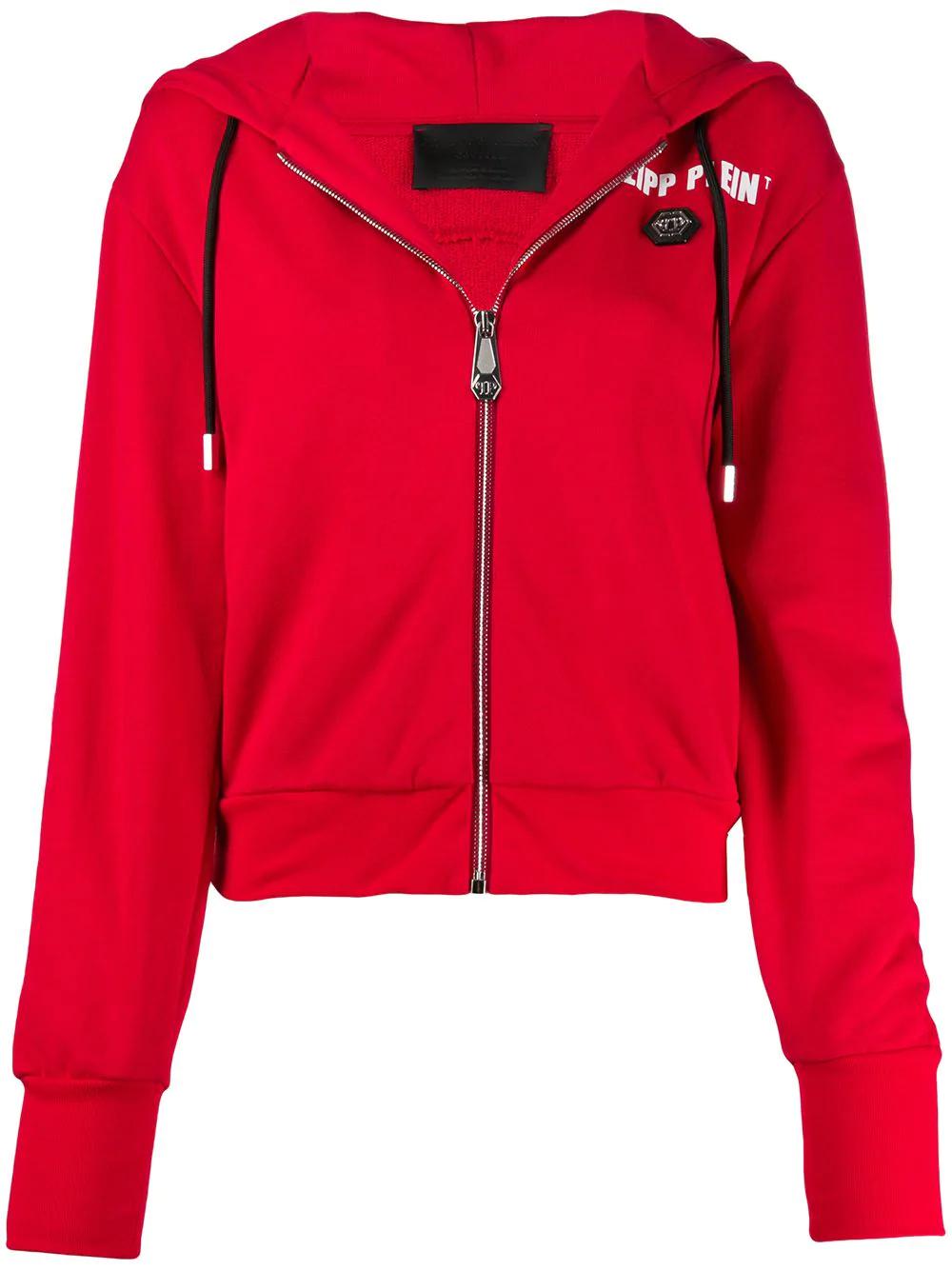 zip-up logo print hoodie by PHILIPP PLEIN