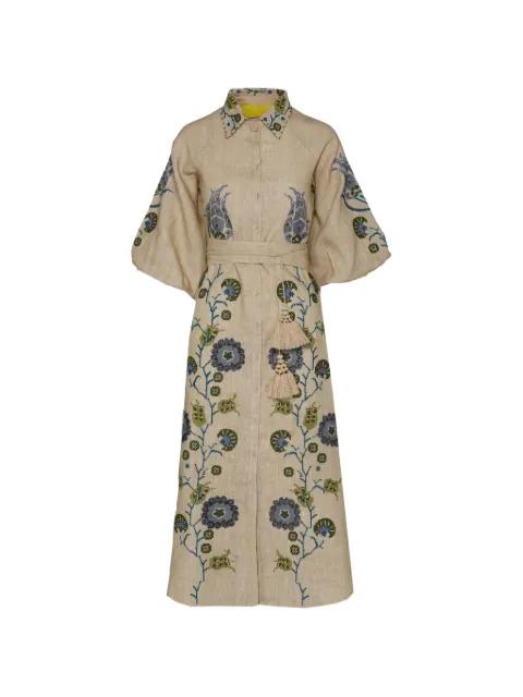 René floral-embroidered midi dress by PHILIPPA 1970