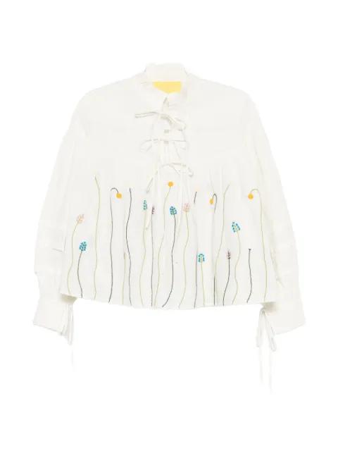floral-embroidered ruffled blouse by PHILIPPA 1970