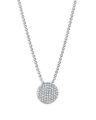 14K White Gold Affair Diamond Pav&eacute; Mini Disc Chain Pendant Necklace by PHILLIPS HOUSE