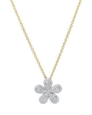 14K Yellow Gold Diamond Forget-Me-Not Large Pav&eacute; Necklace by PHILLIPS HOUSE