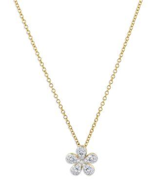14K Yellow Gold Diamond Forget Me Not Petite Pav&eacute; Necklace by PHILLIPS HOUSE