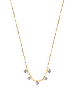 14K Yellow Gold & Rhodium Diamond Knife Edge 5 Station Offset Mini Infinity Necklace by PHILLIPS HOUSE