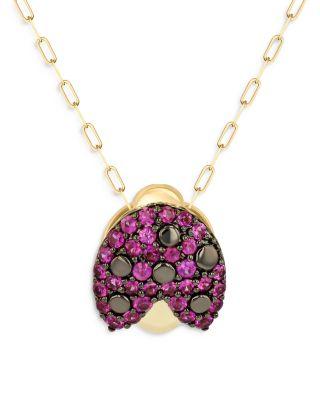 18K Yellow Gold Symphony Ruby Ladybug Pendant Necklace by PHILLIPS HOUSE