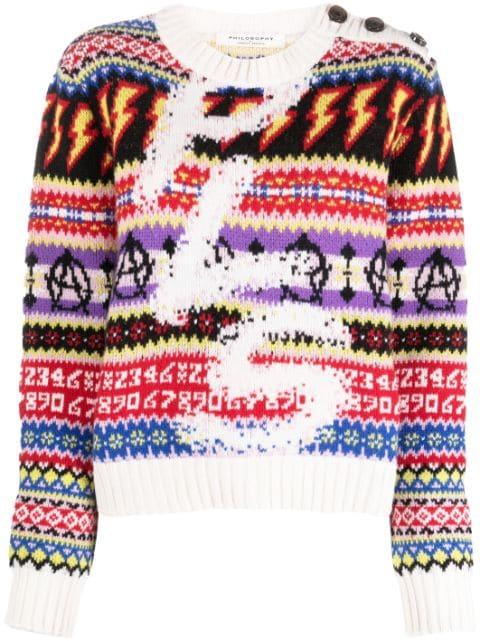 Punk Vibes intarsia-knit jumper by PHILOSOPHY DI LORENZO SERAFINI
