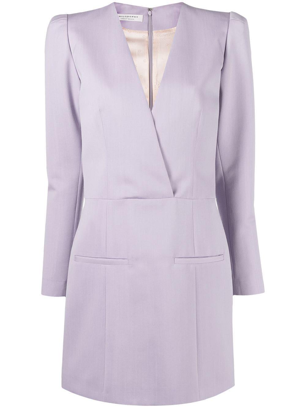 V-neck long-sleeve mini dress by PHILOSOPHY DI LORENZO SERAFINI
