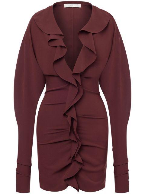 V-neck ruffled mini dress by PHILOSOPHY DI LORENZO SERAFINI