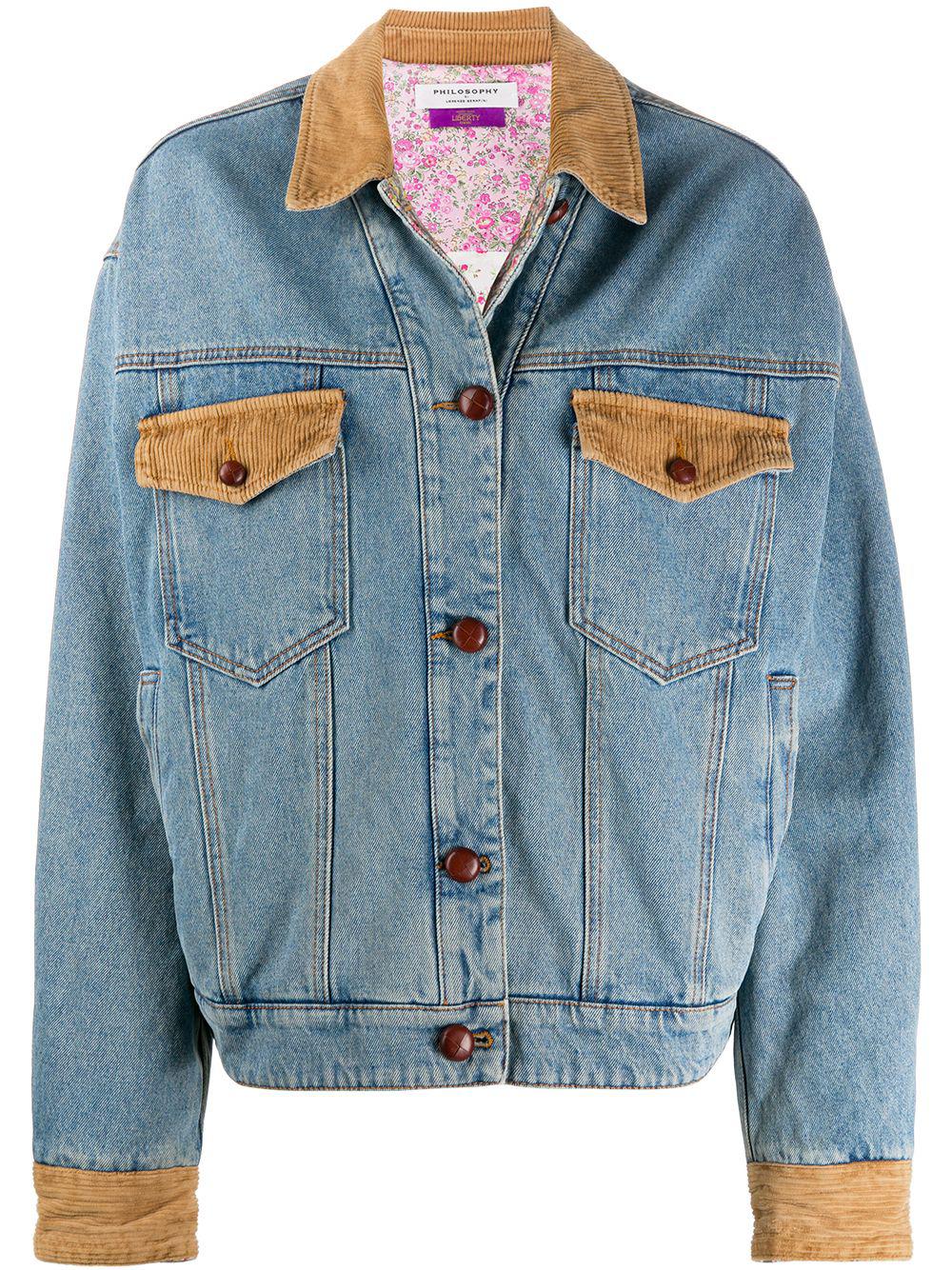 corduroy-detail denim jacket by PHILOSOPHY DI LORENZO SERAFINI