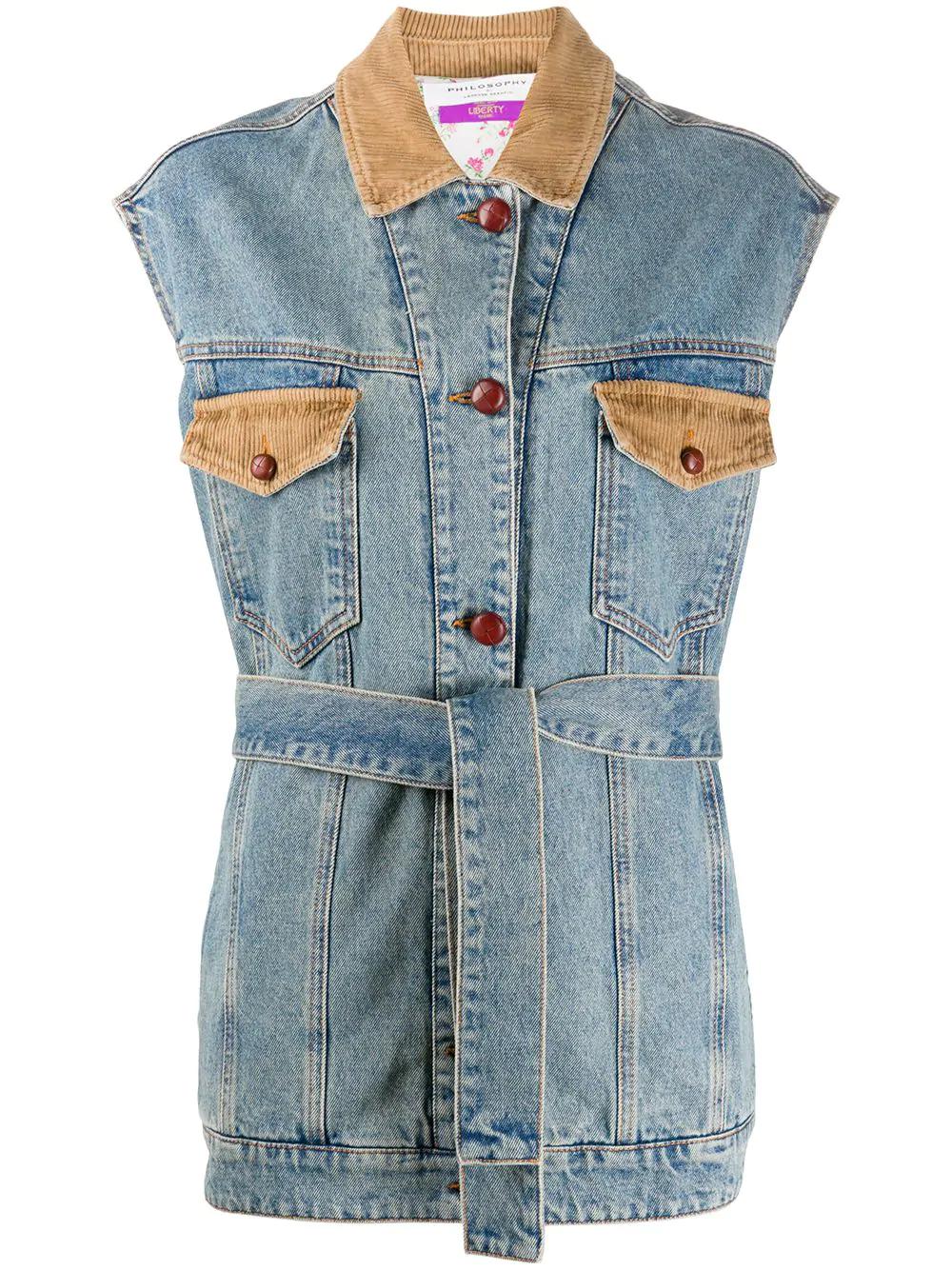 corduroy detail sleeveless jacket by PHILOSOPHY DI LORENZO SERAFINI