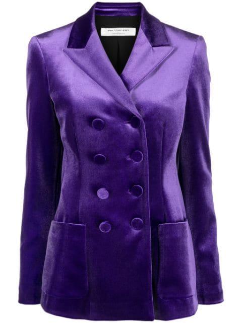 double-breast satin-finish blazer by PHILOSOPHY DI LORENZO SERAFINI