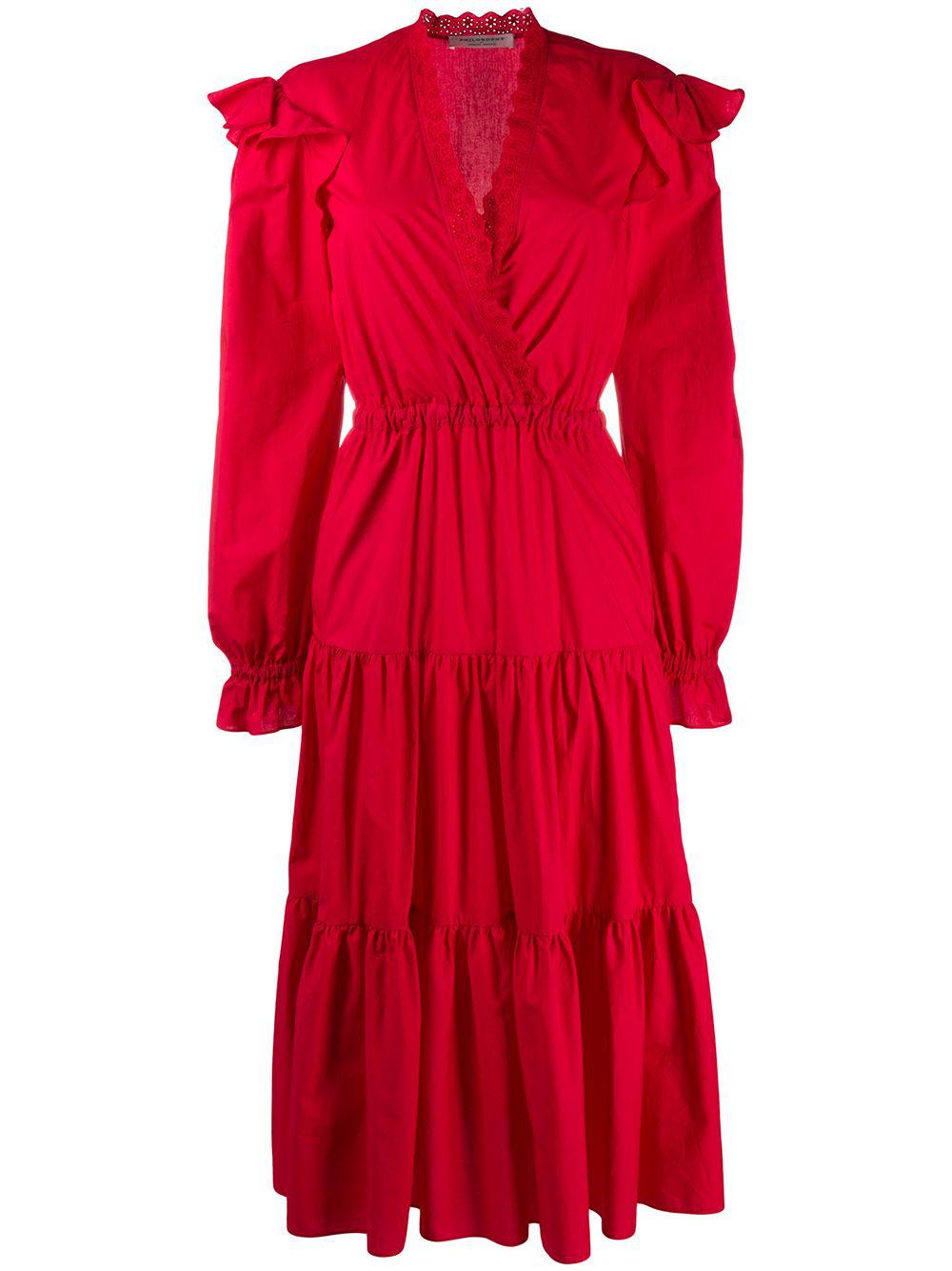 embroidered V-neck tiered dress by PHILOSOPHY DI LORENZO SERAFINI