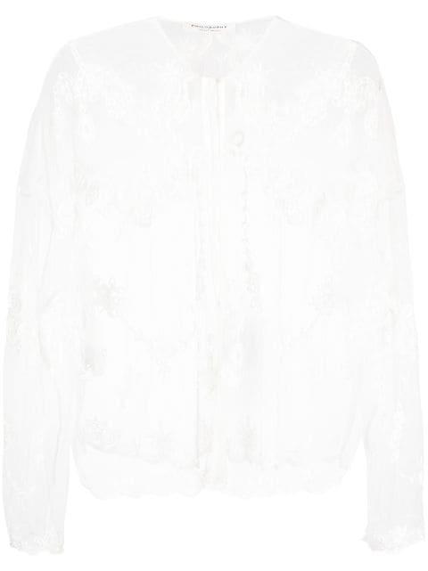 embroidered-design sheer blouse by PHILOSOPHY DI LORENZO SERAFINI