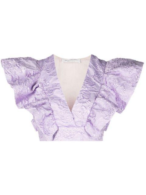 floral-jacquard ruffled crop top by PHILOSOPHY DI LORENZO SERAFINI