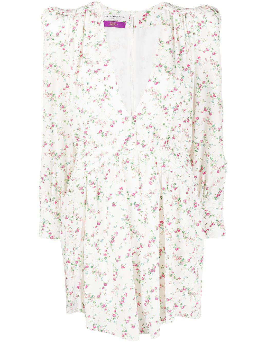 floral-print flared silk dress by PHILOSOPHY DI LORENZO SERAFINI