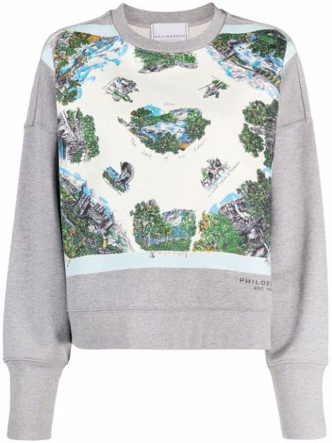 illustration-print cotton sweatshirt by PHILOSOPHY DI LORENZO SERAFINI